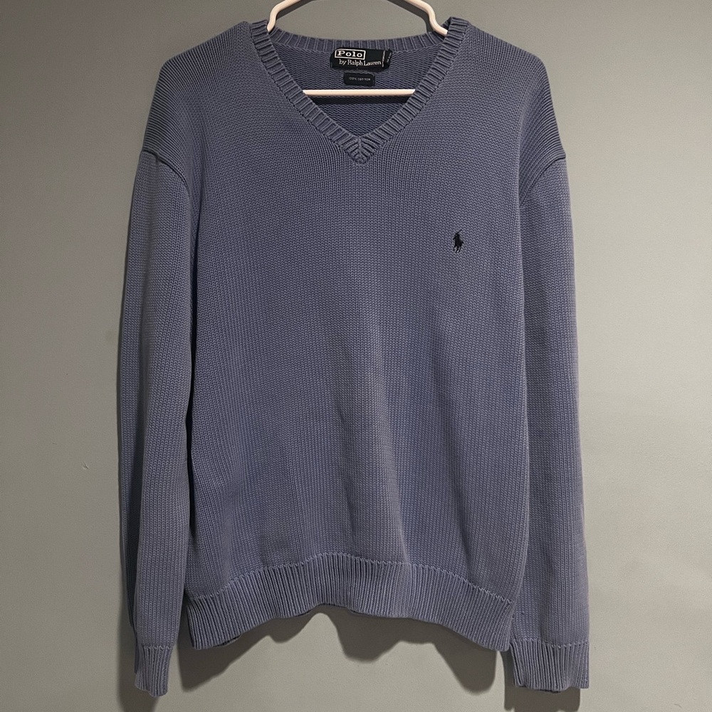 Ralph Lauren V-neck sweater in blue (size medium)